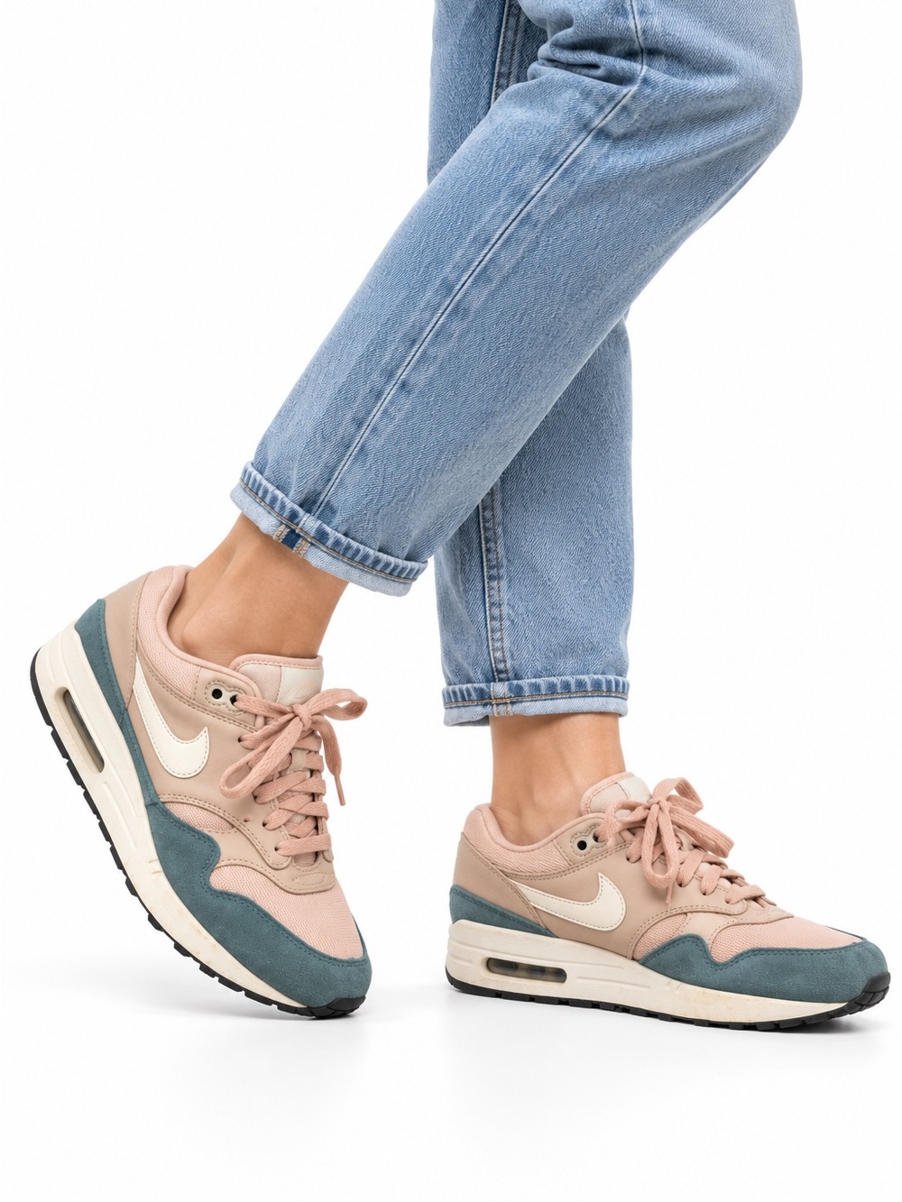 Nike Air Max 1 Celestial Teal Particle Beige Pink Suede Women’s 6.5 Sneakers